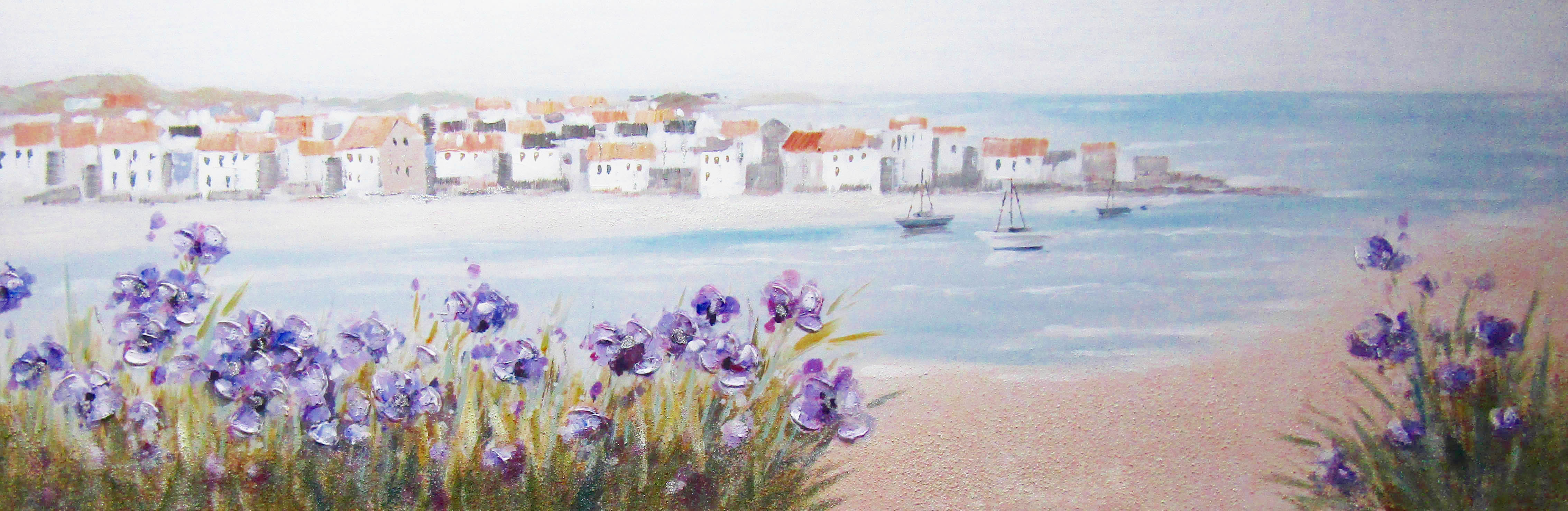 PXYW679 Wall décor art oil on canvas seascape mediterranian town
